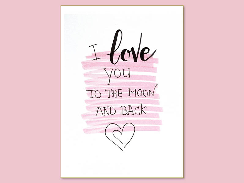 Valentijnskaart I love you to the moon