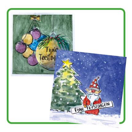 Kerstkaarten met aquarel