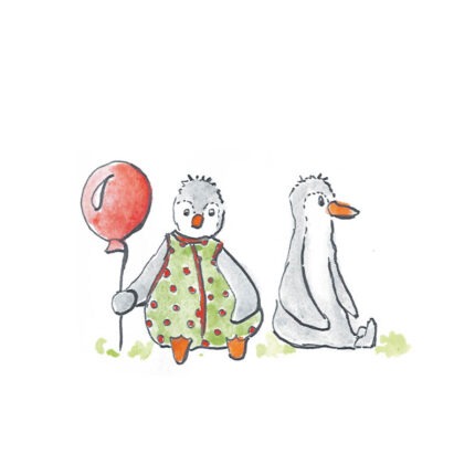 Geboortekaart pinguin ballon