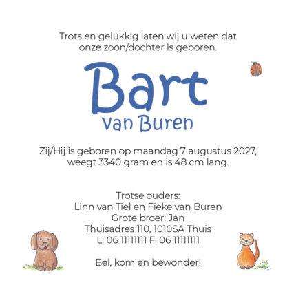 Geboortekaart hond en poes 2